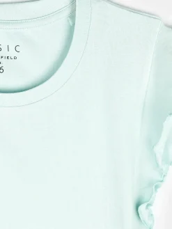 GATE Elastyczny T-shirt z falbankami| Koszulki I Topy·Koszulki