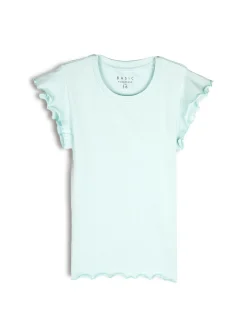 GATE Elastyczny T-shirt z falbankami| Koszulki I Topy·Koszulki