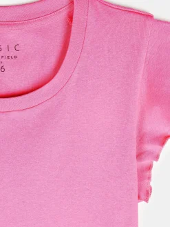 GATE Elastyczny T-shirt z falbankami| Koszulki I Topy·Koszulki