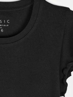 GATE Elastyczny T-shirt z falbankami| Koszulki I Topy·Koszulki