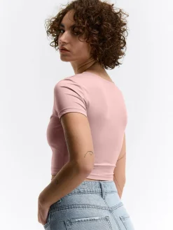 GATE Gładka koszulka o krótkim kroju| Koszulki I Topy·Koszulki|Koszulki I Topy·Crop Top ☀️