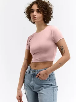 GATE Gładka koszulka o krótkim kroju| Koszulki I Topy·Koszulki|Koszulki I Topy·Crop Top ☀️