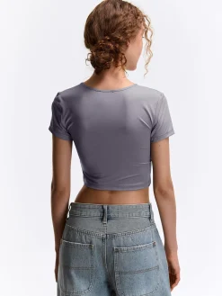 GATE Gładka koszulka o krótkim kroju| Koszulki I Topy·Koszulki|Koszulki I Topy·Crop Top ☀️