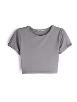 GATE Gładka koszulka o krótkim kroju| Koszulki I Topy·Koszulki|Koszulki I Topy·Crop Top ☀️