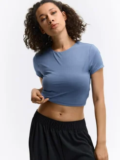 GATE Gładka koszulka o krótkim kroju| Koszulki I Topy·Crop Top ☀️|Koszulki I Topy·Koszulki