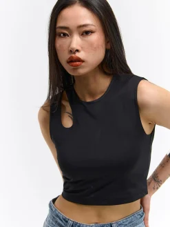 GATE Gładki top z wycięciem| Koszulki I Topy·Podkoszulki ☀️