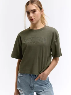 GATE Gruba bawełniana koszulka z haftem| Koszulki I Topy·Koszulki|Koszulki I Topy·Koszulki Z Nadrukiem