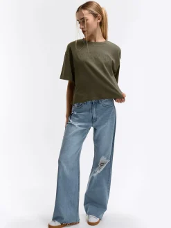 GATE Gruba bawełniana koszulka z haftem| Koszulki I Topy·Koszulki|Koszulki I Topy·Koszulki Z Nadrukiem