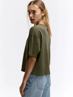 GATE Gruba bawełniana koszulka z haftem| Koszulki I Topy·Koszulki|Koszulki I Topy·Koszulki Z Nadrukiem