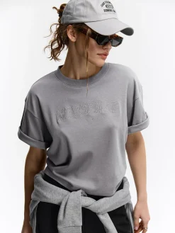 GATE Gruba bawełniana koszulka z haftem| Koszulki I Topy·Koszulki|Koszulki I Topy·Koszulki Z Nadrukiem