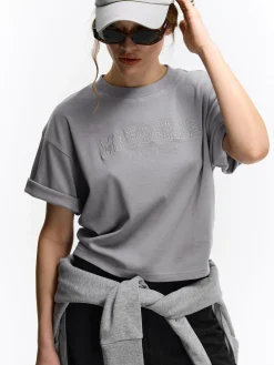 GATE Gruba bawełniana koszulka z haftem| Koszulki I Topy·Koszulki|Koszulki I Topy·Koszulki Z Nadrukiem