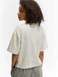 GATE Gruba bawełniana koszulka z haftem| Koszulki I Topy·Koszulki|Koszulki I Topy·Koszulki Z Nadrukiem