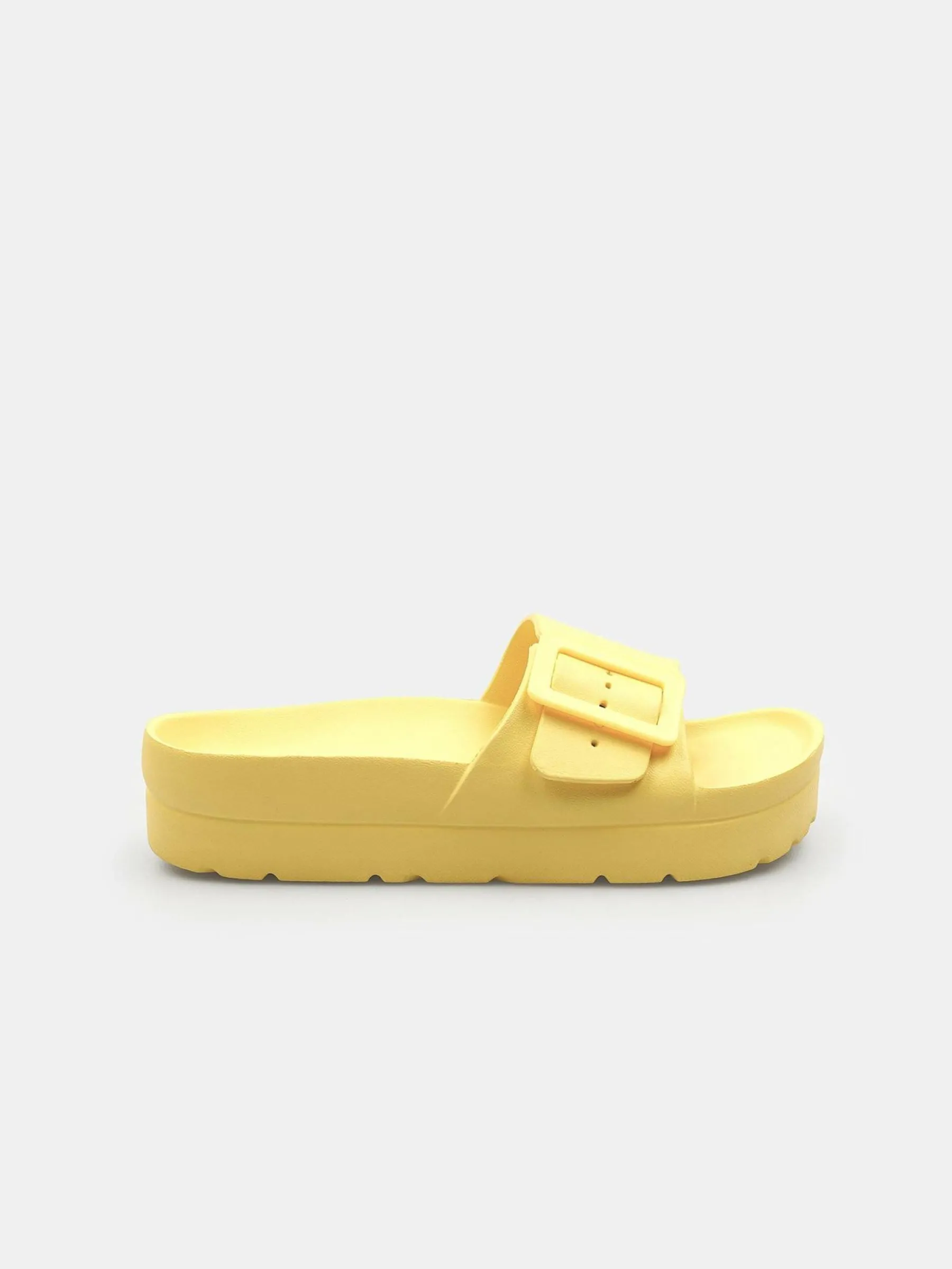 GATE Gumowe klapki z klamrą na platformie| Buty