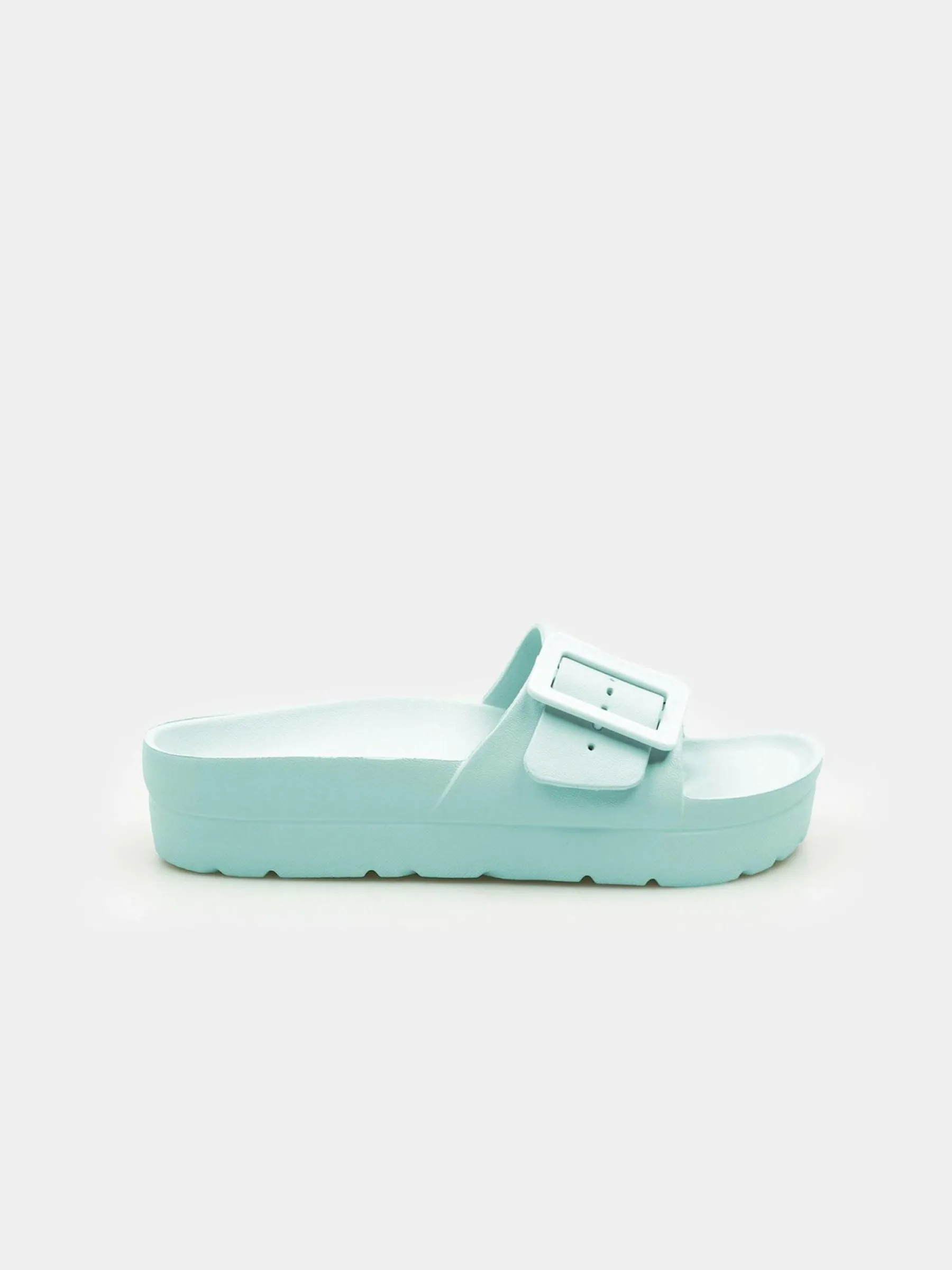 GATE Gumowe klapki z klamrą na platformie| Buty