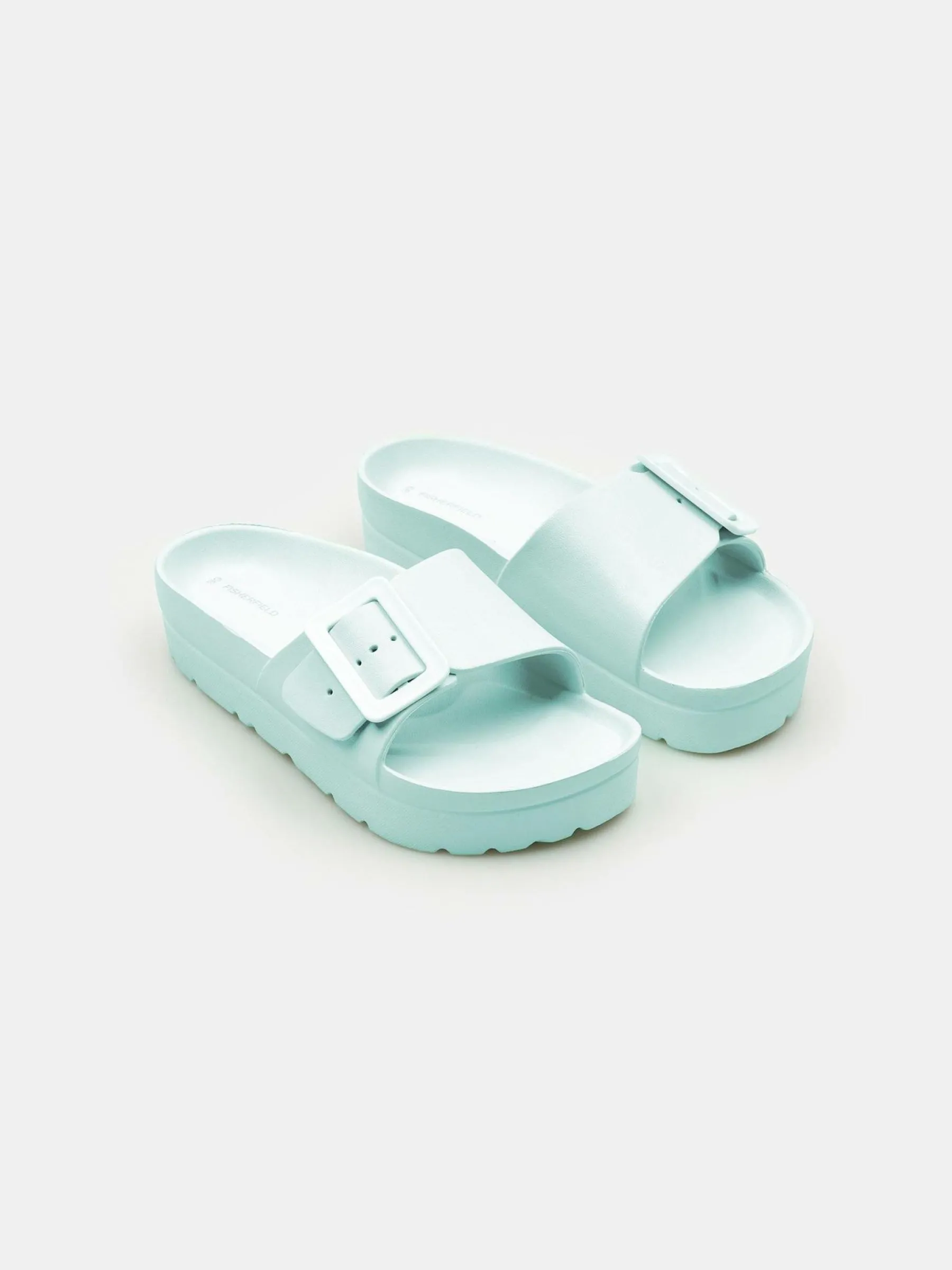 GATE Gumowe klapki z klamrą na platformie| Buty