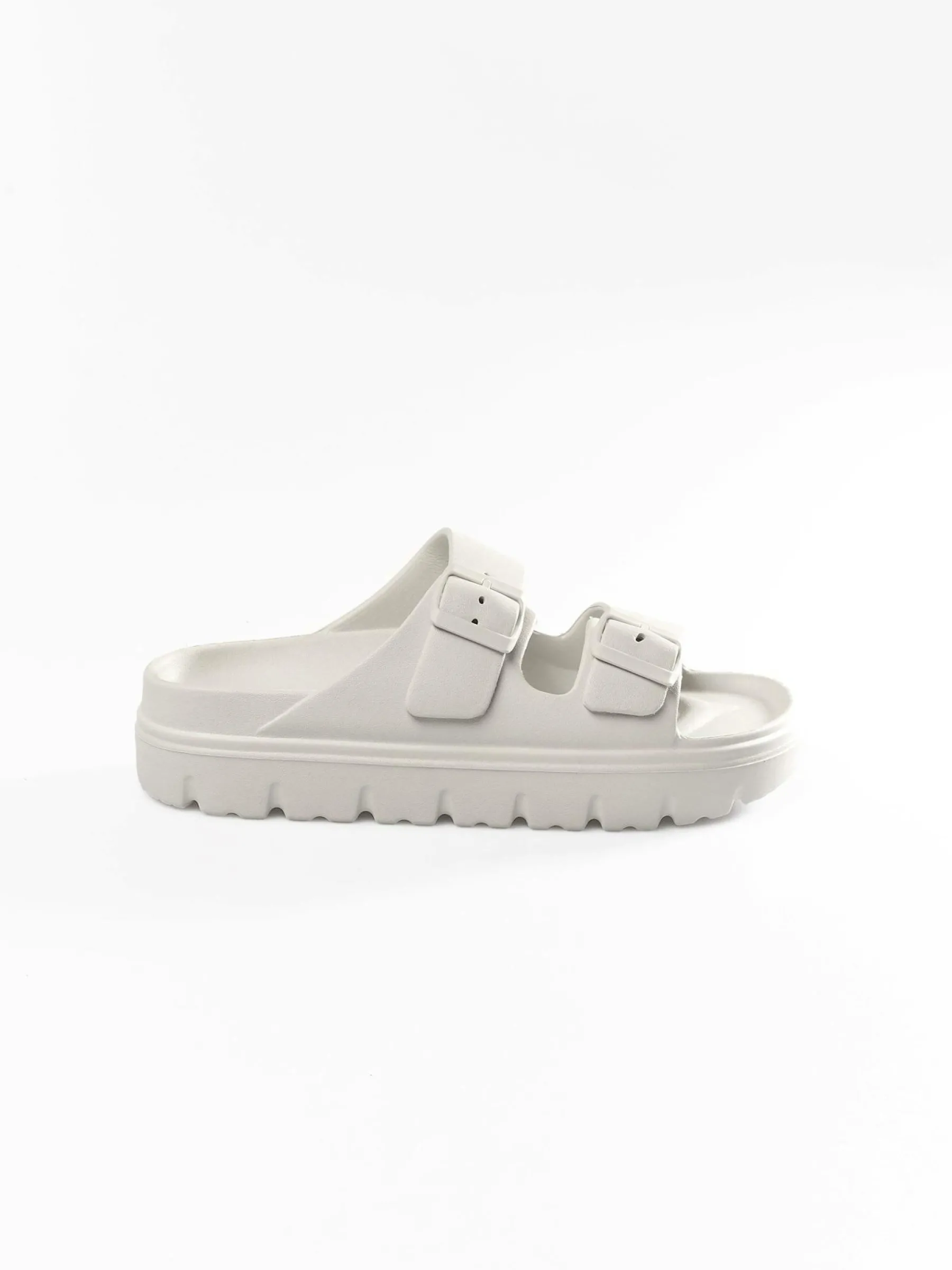 GATE Gumowe klapki z podwójną klamrą| Buty