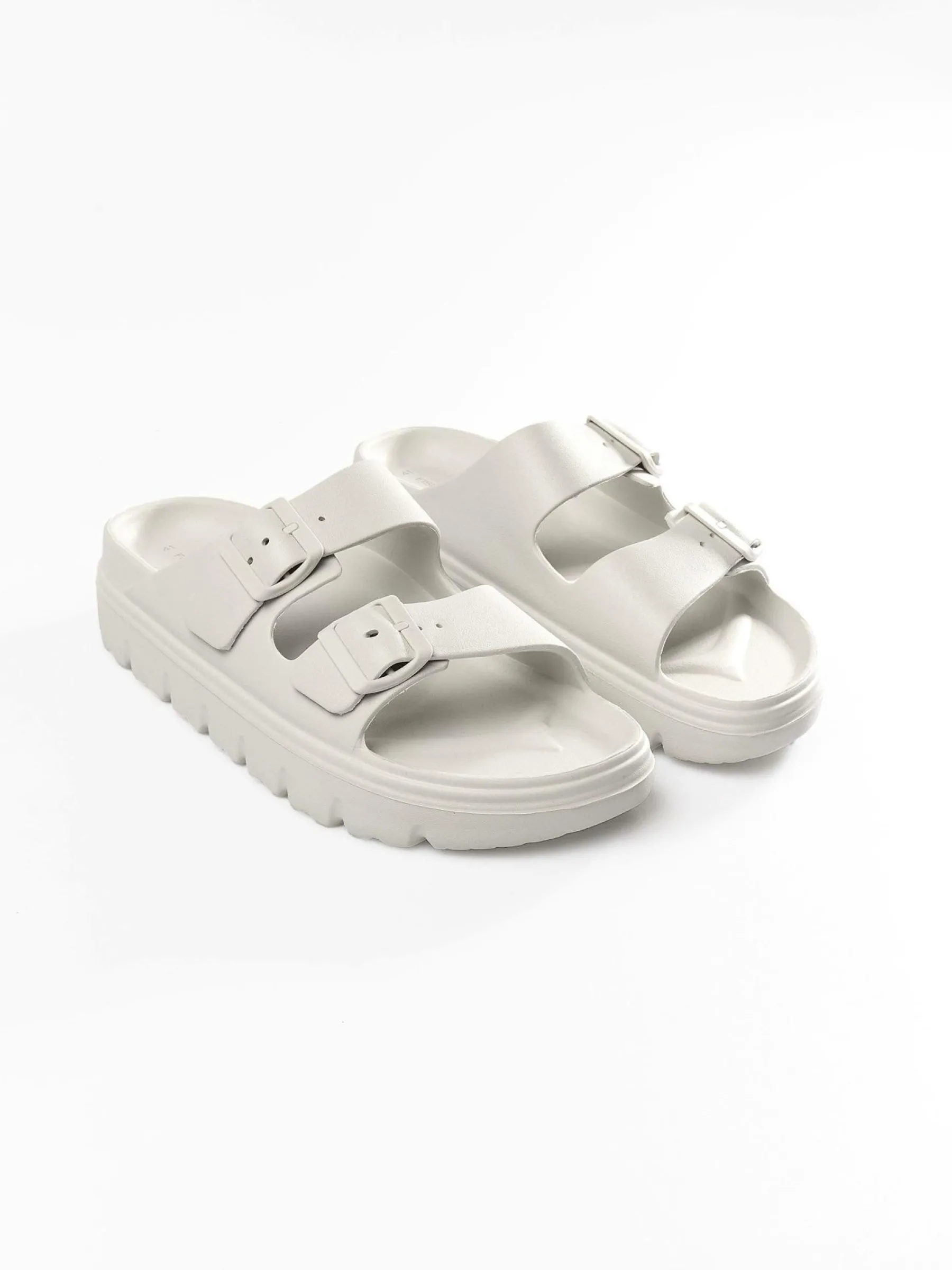 GATE Gumowe klapki z podwójną klamrą| Buty