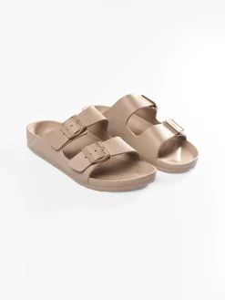 GATE Gumowe klapki z podwójną klamrą| Buty