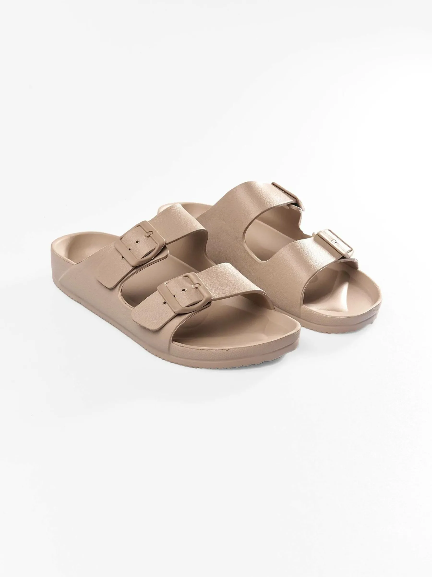 GATE Gumowe klapki z podwójną klamrą| Buty