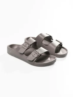 GATE Gumowe klapki z podwójną klamrą| Buty