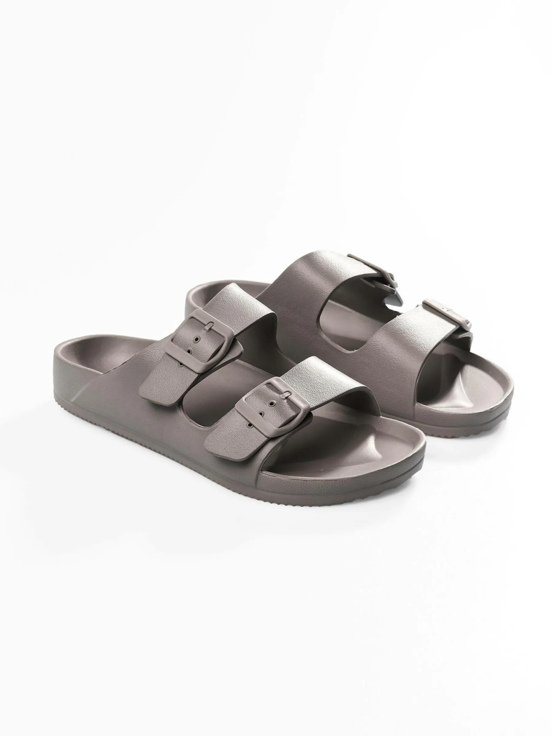 GATE Gumowe klapki z podwójną klamrą| Buty