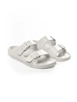 GATE Gumowe klapki z podwójną klamrą| Buty