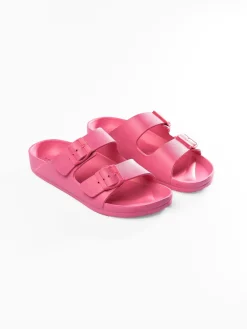 GATE Gumowe klapki z podwójną klamrą| Buty