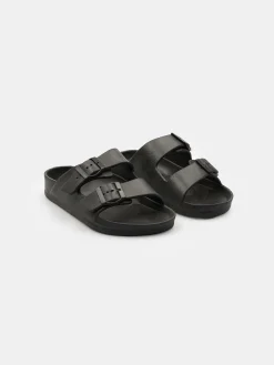 GATE Gumowe klapki z podwójną klamrą| Buty