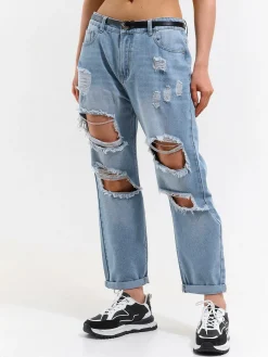 GATE Jeansy boyfriend z dziurami| Spodnie·Jeansy