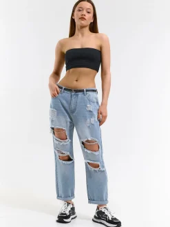 GATE Jeansy boyfriend z dziurami| Spodnie·Jeansy