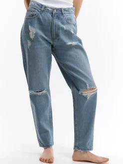 GATE Jeansy mom fit z dziurami| Spodnie·Jeansy