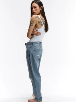 GATE Jeansy mom fit z dziurami| Spodnie·Jeansy