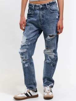 GATE Jeansy mom fit z dziurami| Spodnie·Jeansy