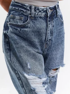 GATE Jeansy mom fit z dziurami| Spodnie·Jeansy