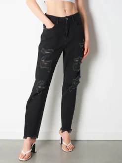 GATE Jeansy mom fit z dziurami| Spodnie·Jeansy