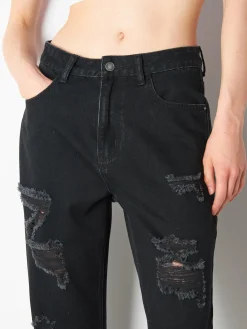 GATE Jeansy mom fit z dziurami| Spodnie·Jeansy