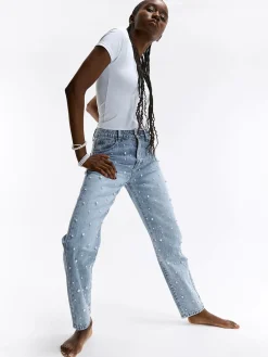 GATE Jeansy Mom Fit z perełkami| Spodnie·Jeansy