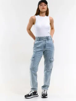 GATE Jeansy typu cargo typu „paperbag”.| Spodnie·Jeansy