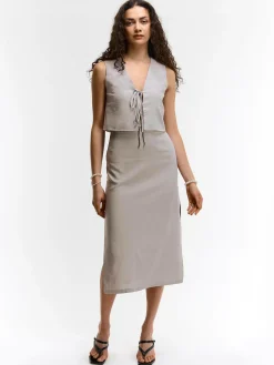 GATE Kamizelka do wiązania z domieszką lnu| Kurtki I Płaszcze·Żakiety|Kategorie·Kamizelki