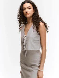 GATE Kamizelka do wiązania z domieszką lnu| Kurtki I Płaszcze·Żakiety|Kategorie·Kamizelki