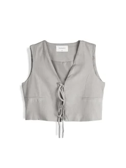 GATE Kamizelka do wiązania z domieszką lnu| Kurtki I Płaszcze·Żakiety|Kategorie·Kamizelki