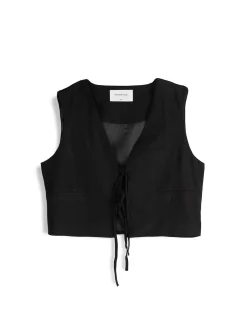 GATE Kamizelka do wiązania z domieszką lnu| Kurtki I Płaszcze·Żakiety|Kategorie·Kamizelki