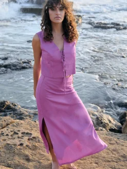 GATE Kamizelka do wiązania z domieszką lnu| Kurtki I Płaszcze·Żakiety|Kategorie·Kamizelki