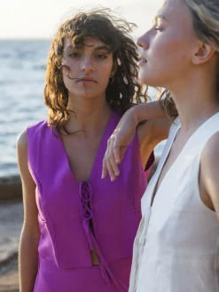 GATE Kamizelka do wiązania z domieszką lnu| Kurtki I Płaszcze·Żakiety|Kategorie·Kamizelki