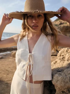 GATE Kamizelka do wiązania z domieszką lnu| Kurtki I Płaszcze·Żakiety|Kategorie·Kamizelki