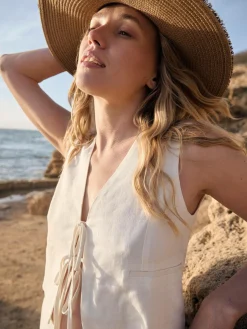 GATE Kamizelka do wiązania z domieszką lnu| Kurtki I Płaszcze·Żakiety|Kategorie·Kamizelki