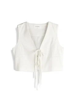 GATE Kamizelka do wiązania z domieszką lnu| Kurtki I Płaszcze·Żakiety|Kategorie·Kamizelki