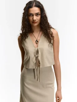 GATE Kamizelka do wiązania z domieszką lnu| Kurtki I Płaszcze·Żakiety|Kategorie·Kamizelki