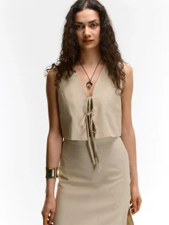 GATE Kamizelka do wiązania z domieszką lnu| Kurtki I Płaszcze·Żakiety|Kategorie·Kamizelki