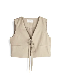 GATE Kamizelka do wiązania z domieszką lnu| Kurtki I Płaszcze·Żakiety|Kategorie·Kamizelki